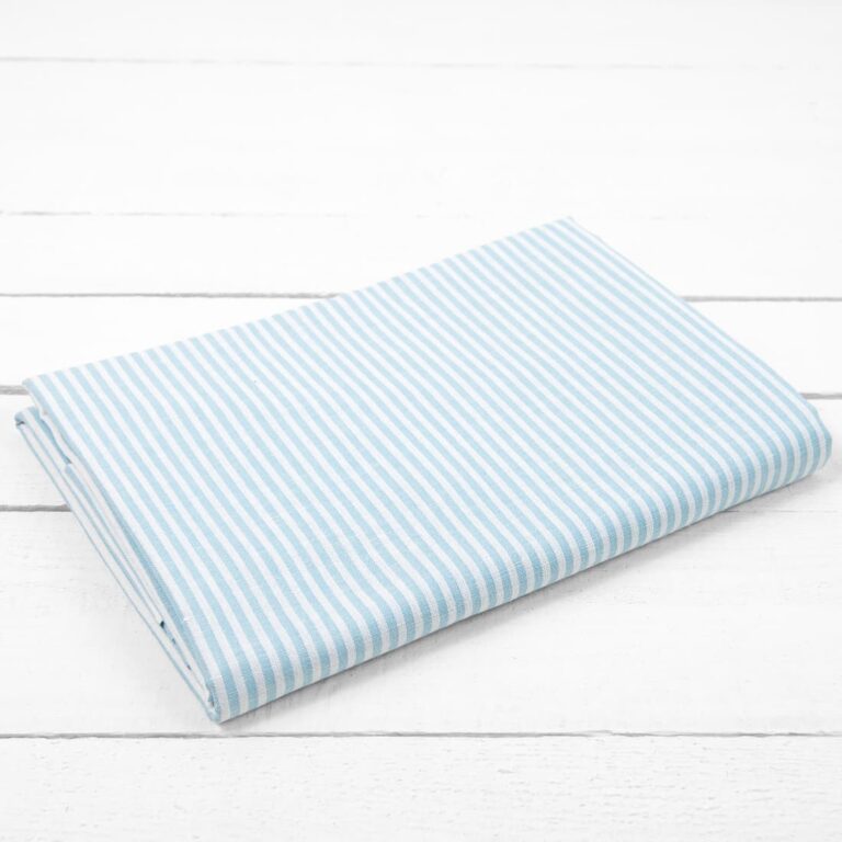 linen cotton turquoise striped flat sheet