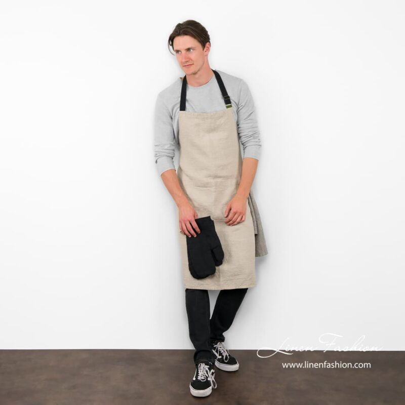 100% linen apron in grey, jazz.