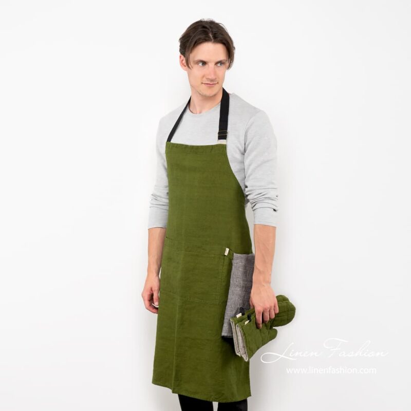 Green linen apron, jazz.