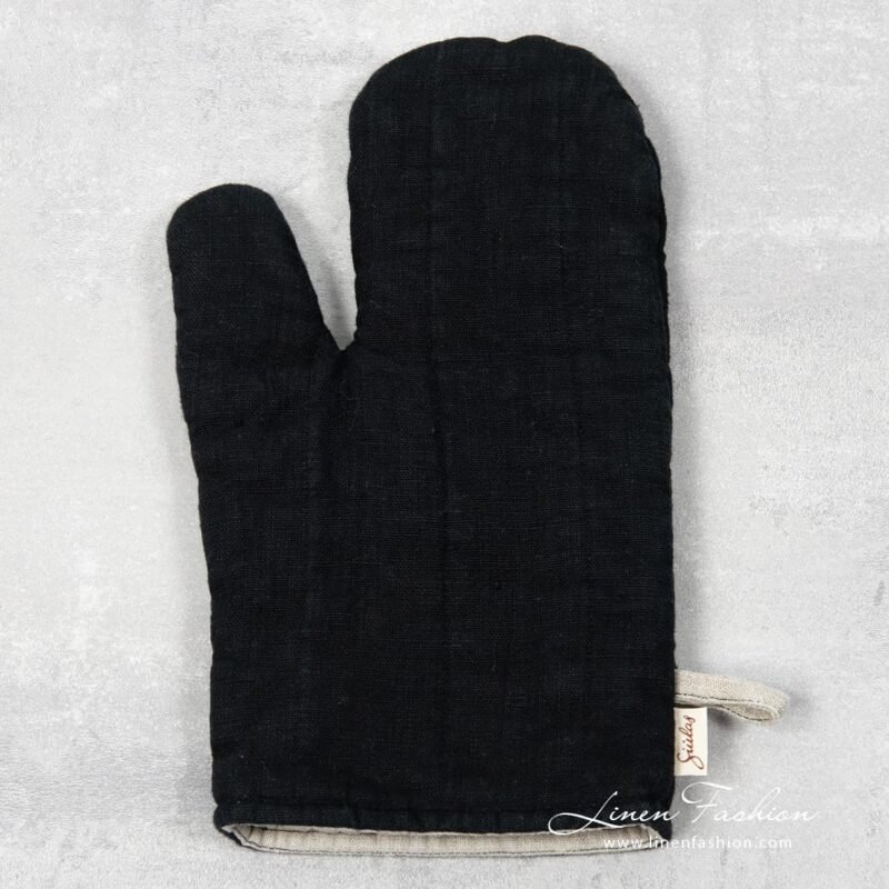 Black linen oven glove, JAZZ.