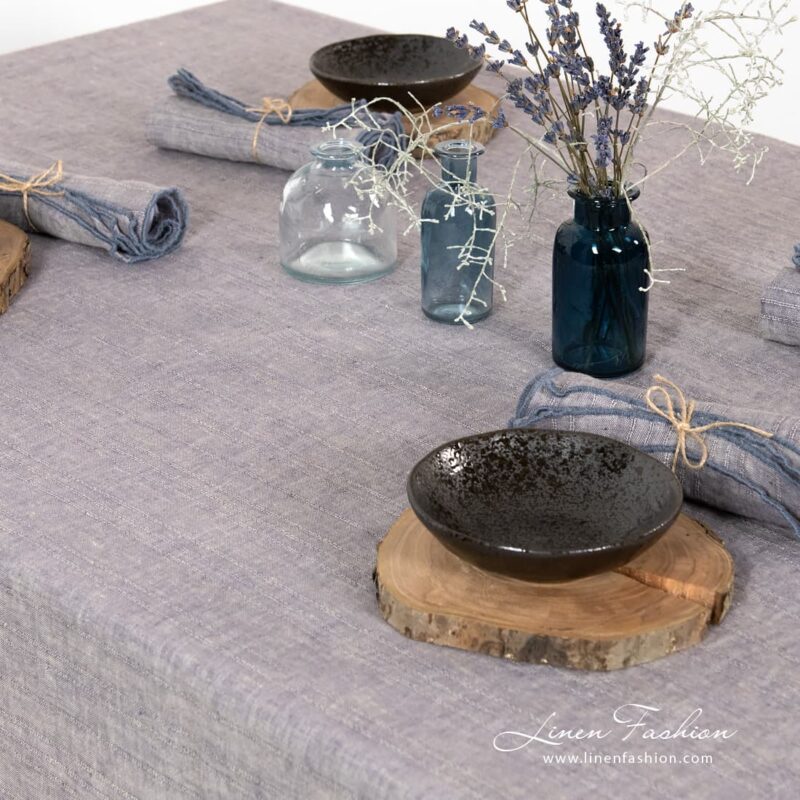 Violet tablecloth.
