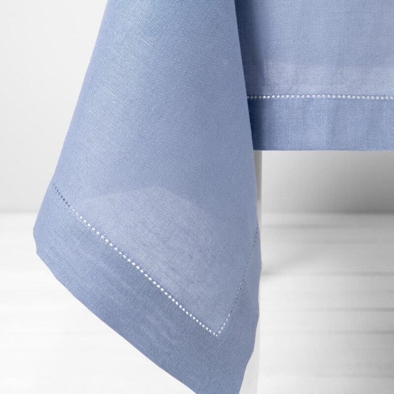 linen cotton tablecloth light blue, border 4cm.