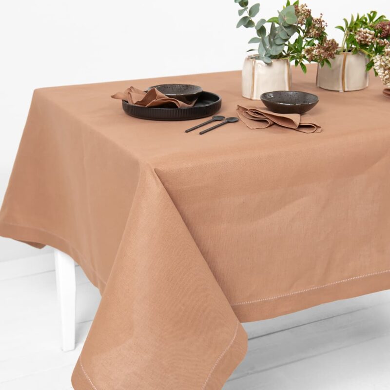 linen cotton light brown tableclot, many sizes