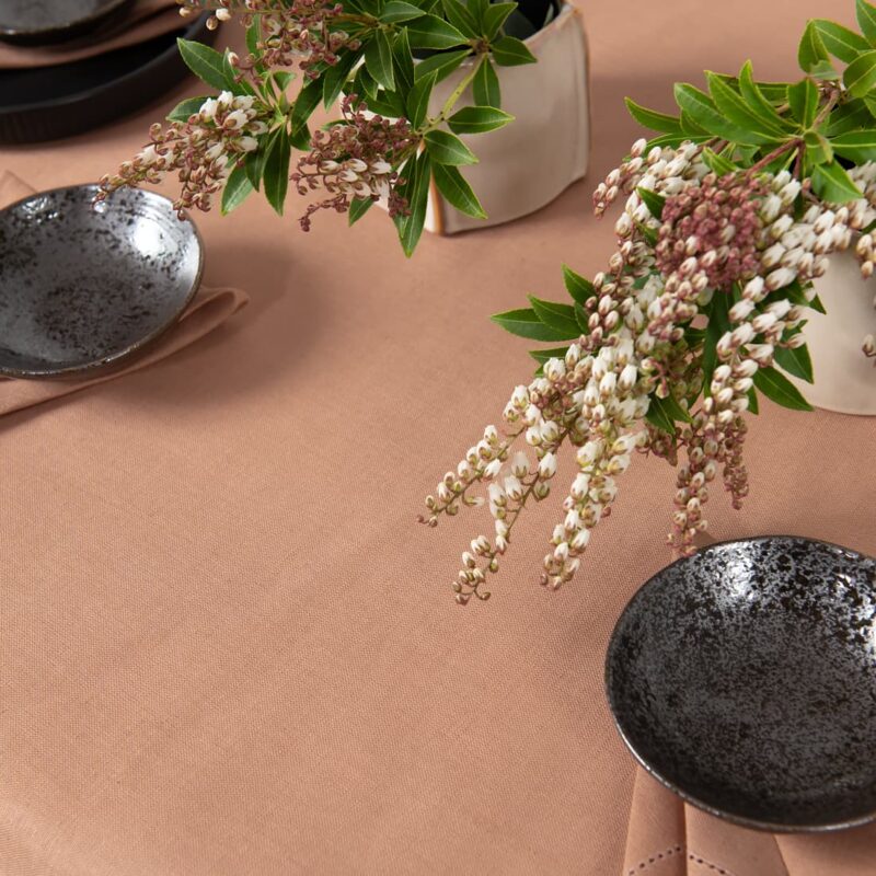 linen cotton light brown tablecloth, light weight