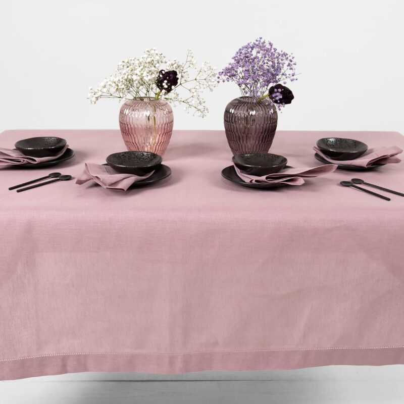 linen cotton lilac tablecloth not washed