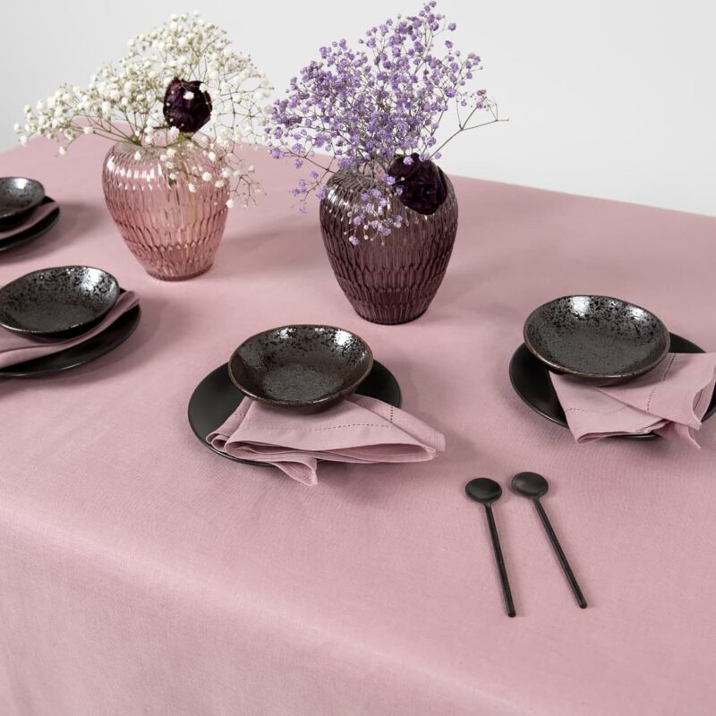 linen cotton lilac tablecloth with napkins