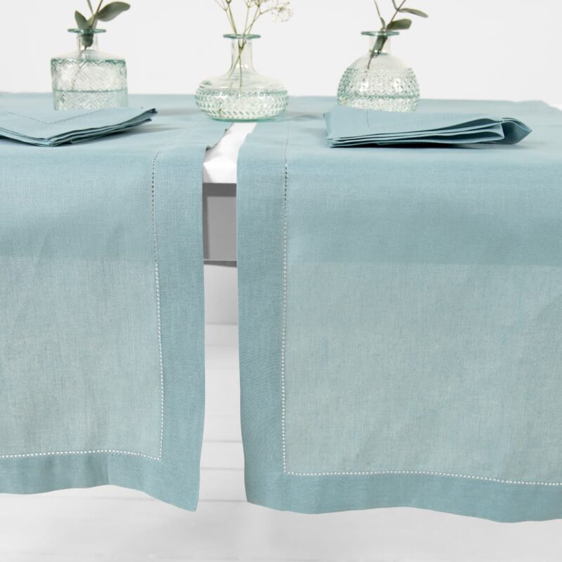 linen cotton aqua runner in 2 sizes