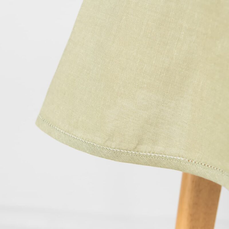 Linen cotton round oval light green tablecloth, hemstitching