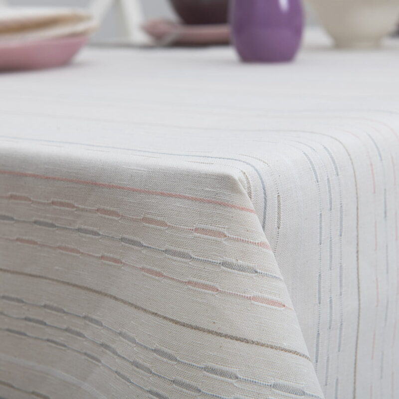 Riga white tablecloth table edge