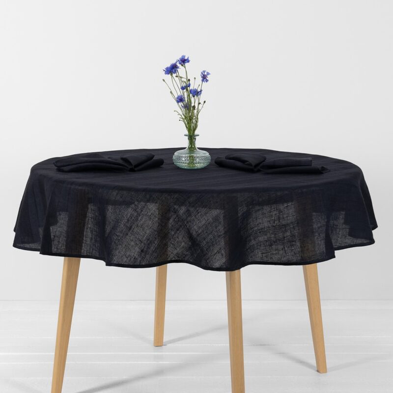 round/oval black-blue tablecloth
