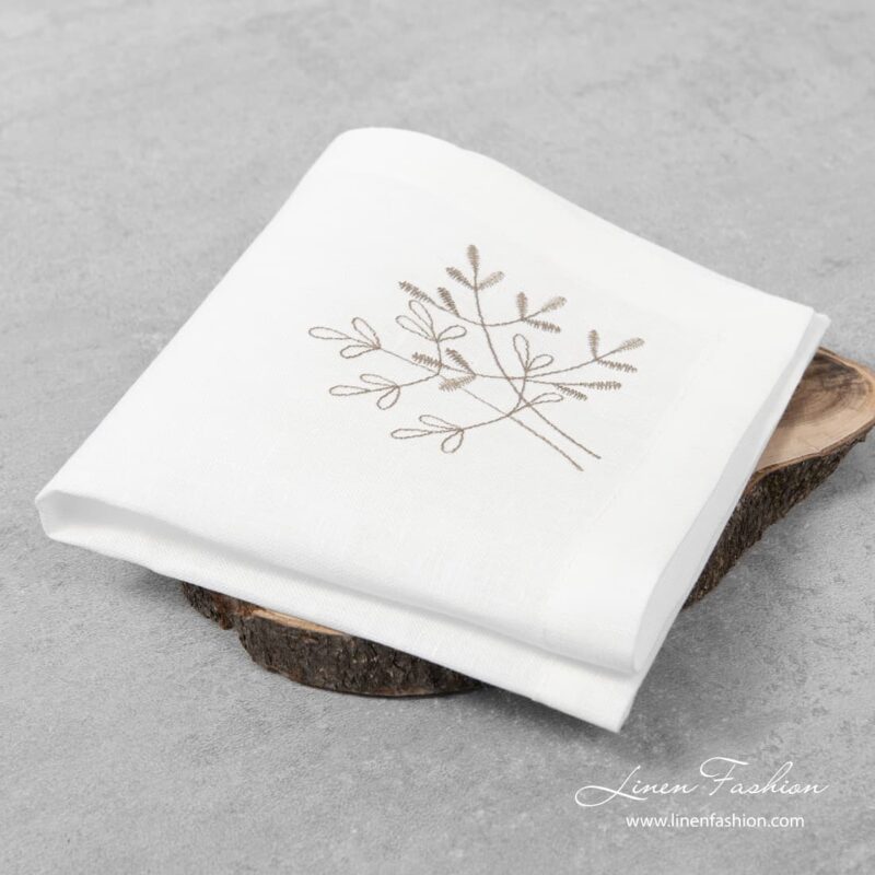 100% linen napkin in off-white.