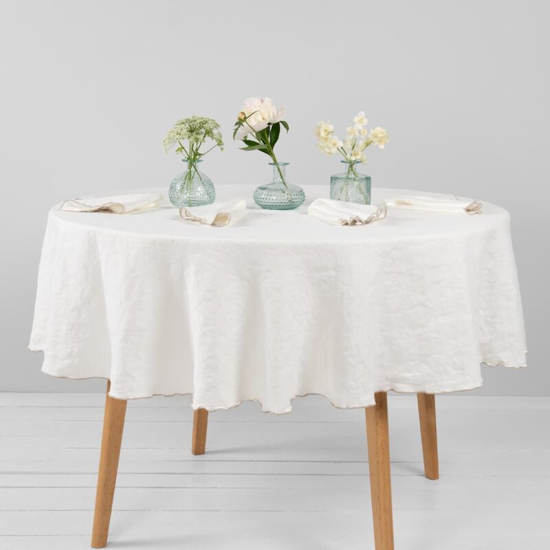linen round white tablecloth