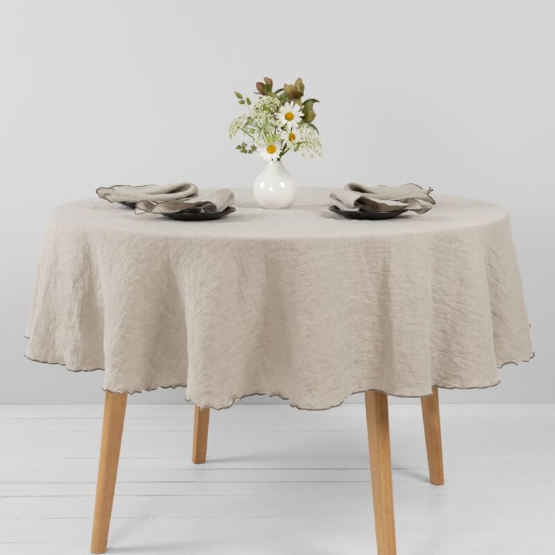 natural linen round tablecloth