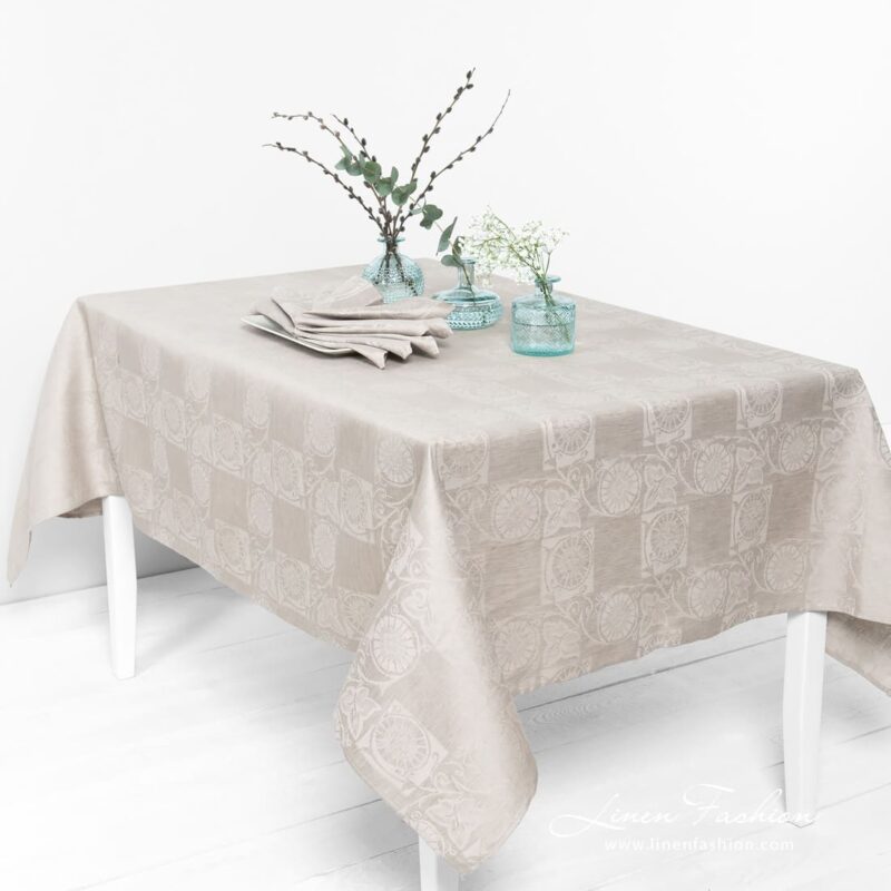 BOTANIC brownish linen cotton tablecloth