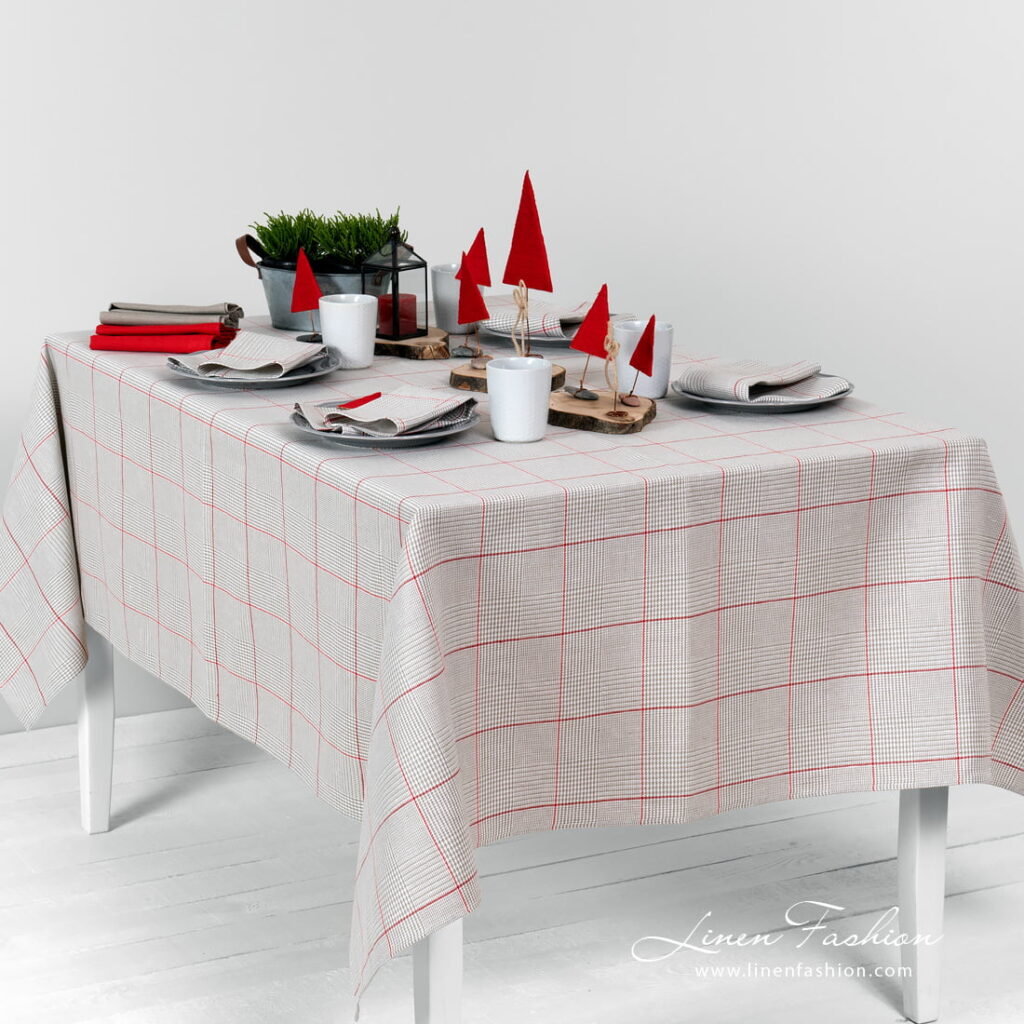 Glen check pattern grey tablecloth