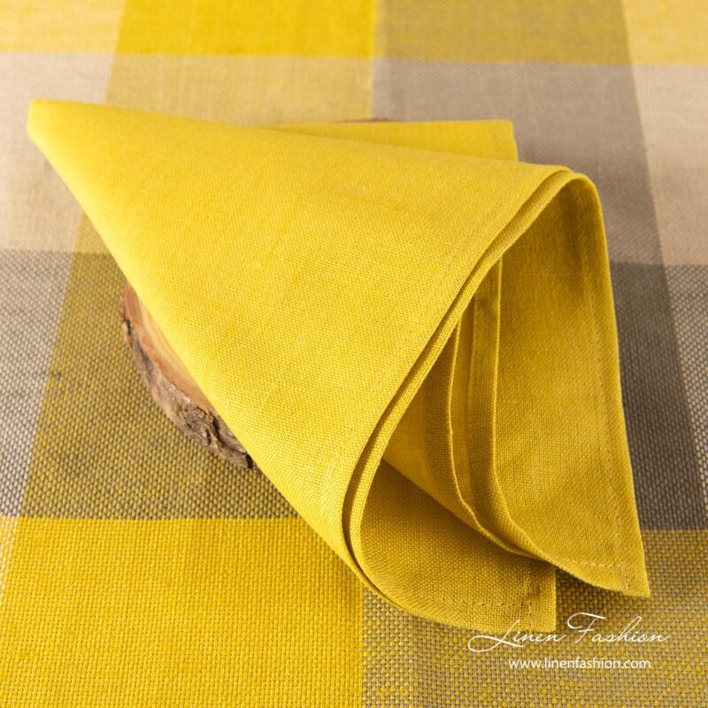 Linen blend napkin in sulphur yellow color - Linen Fashion.
