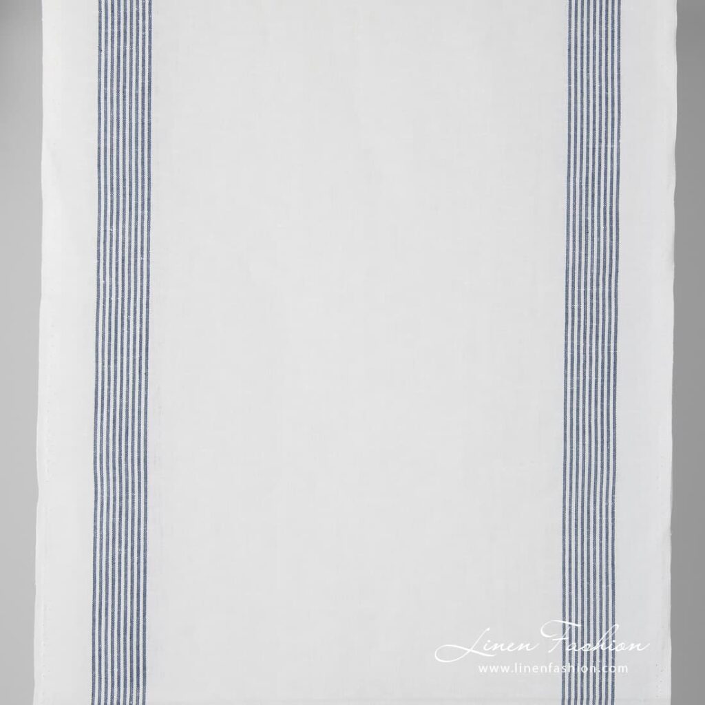 Bright white narrow linen cotton fabric.