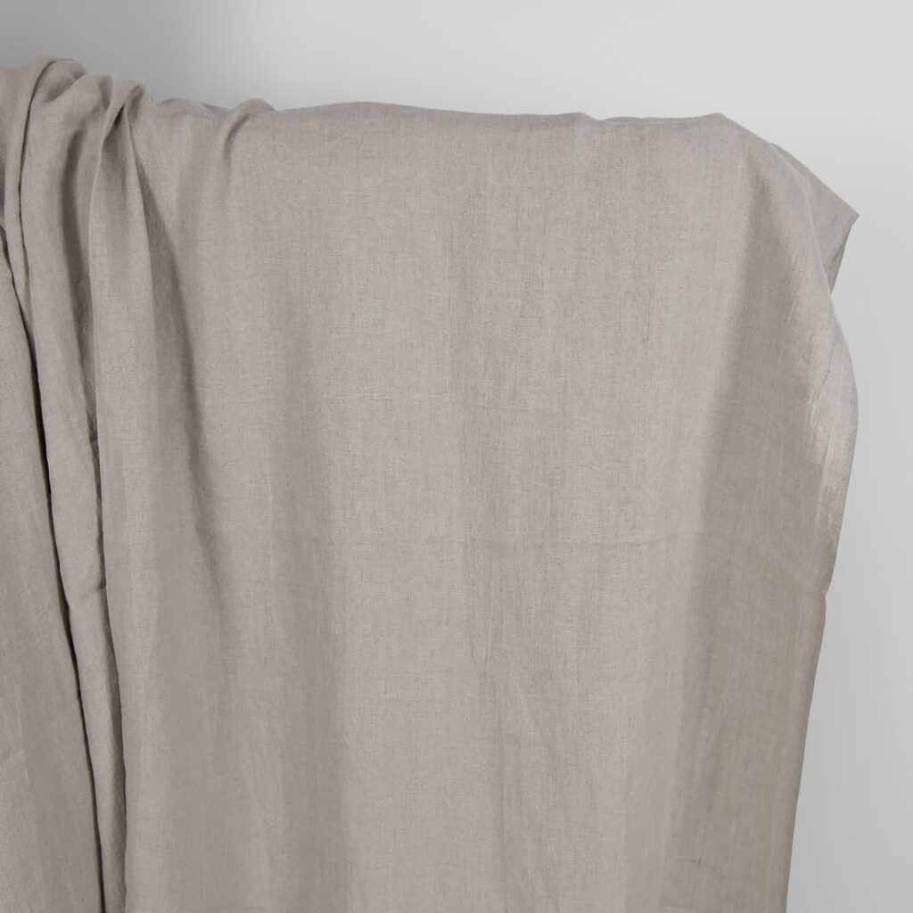 Washed linen fabric in natural grey