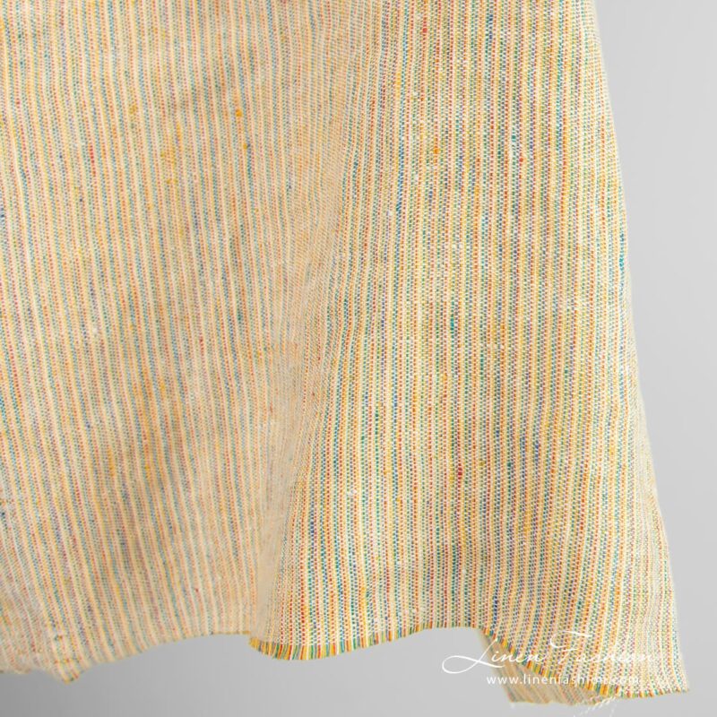 Linen fabric in vertical stripes