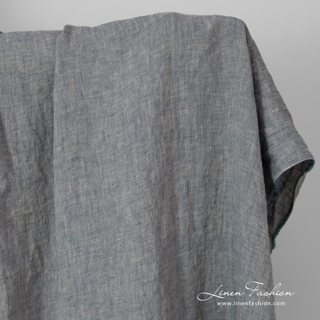 linen sand blue fabric.