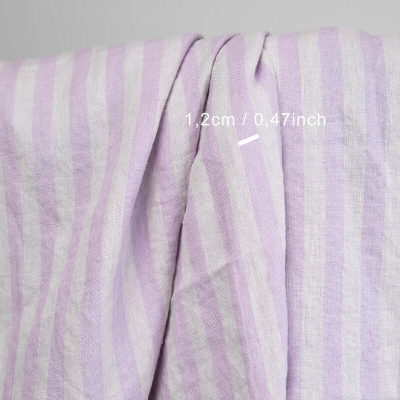 linen lilac striped fabric, 1.2cm.
