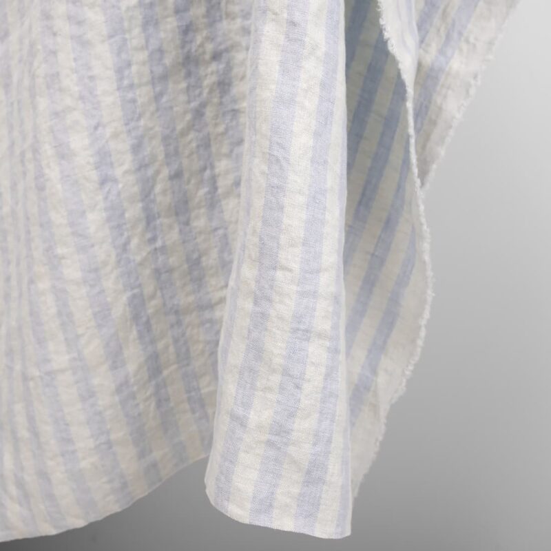 linen washed fabric blue stripes, vanilla shade