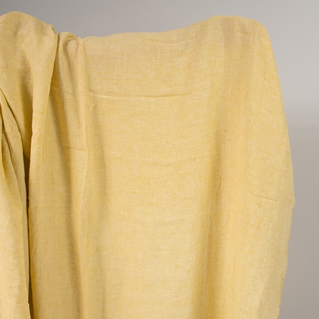 wide washed linen yellow fabric