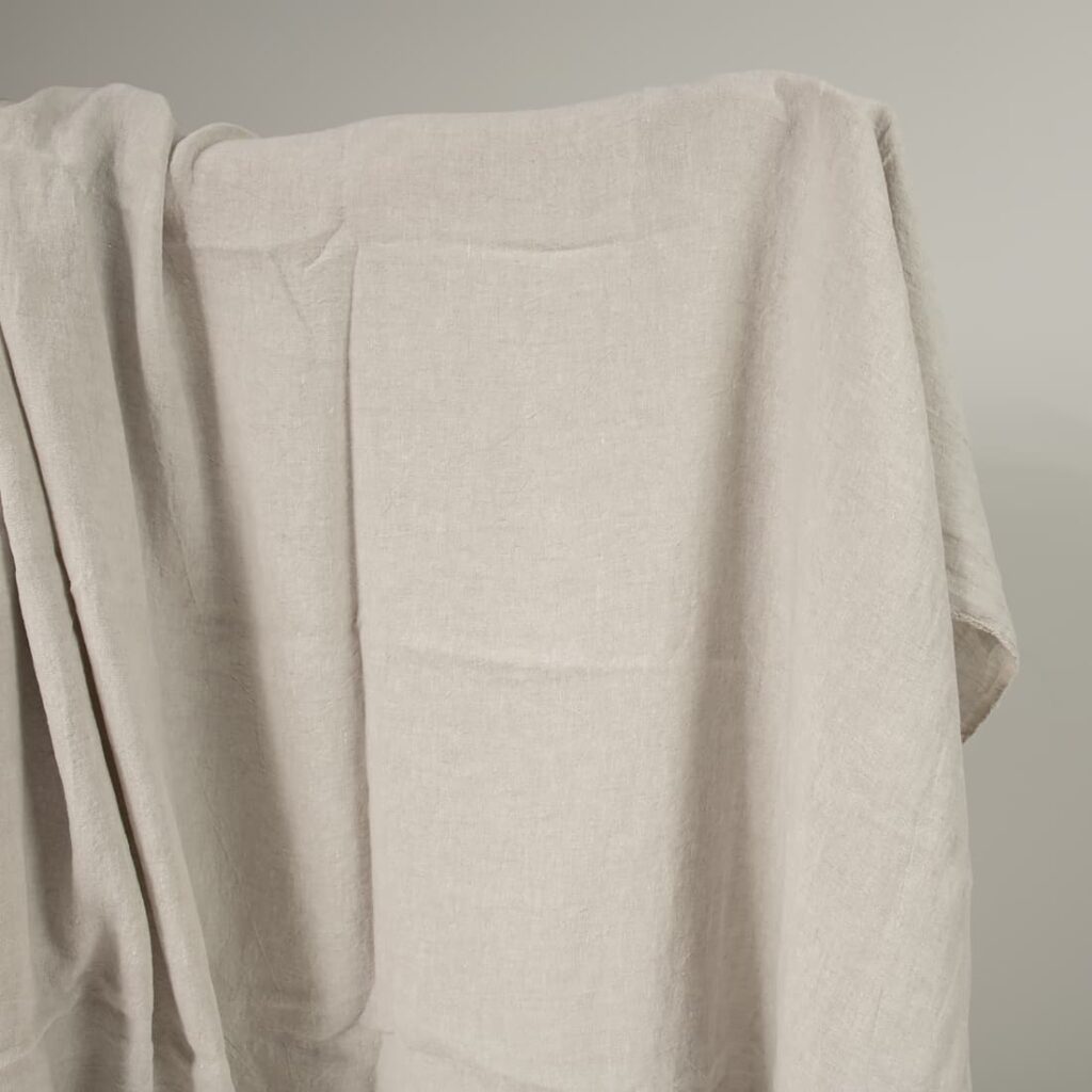 wide linen washed beige fabric