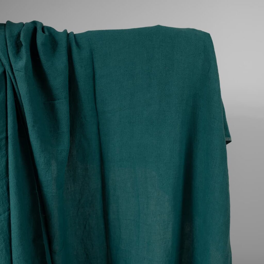 wide washed turquoise linen fabric