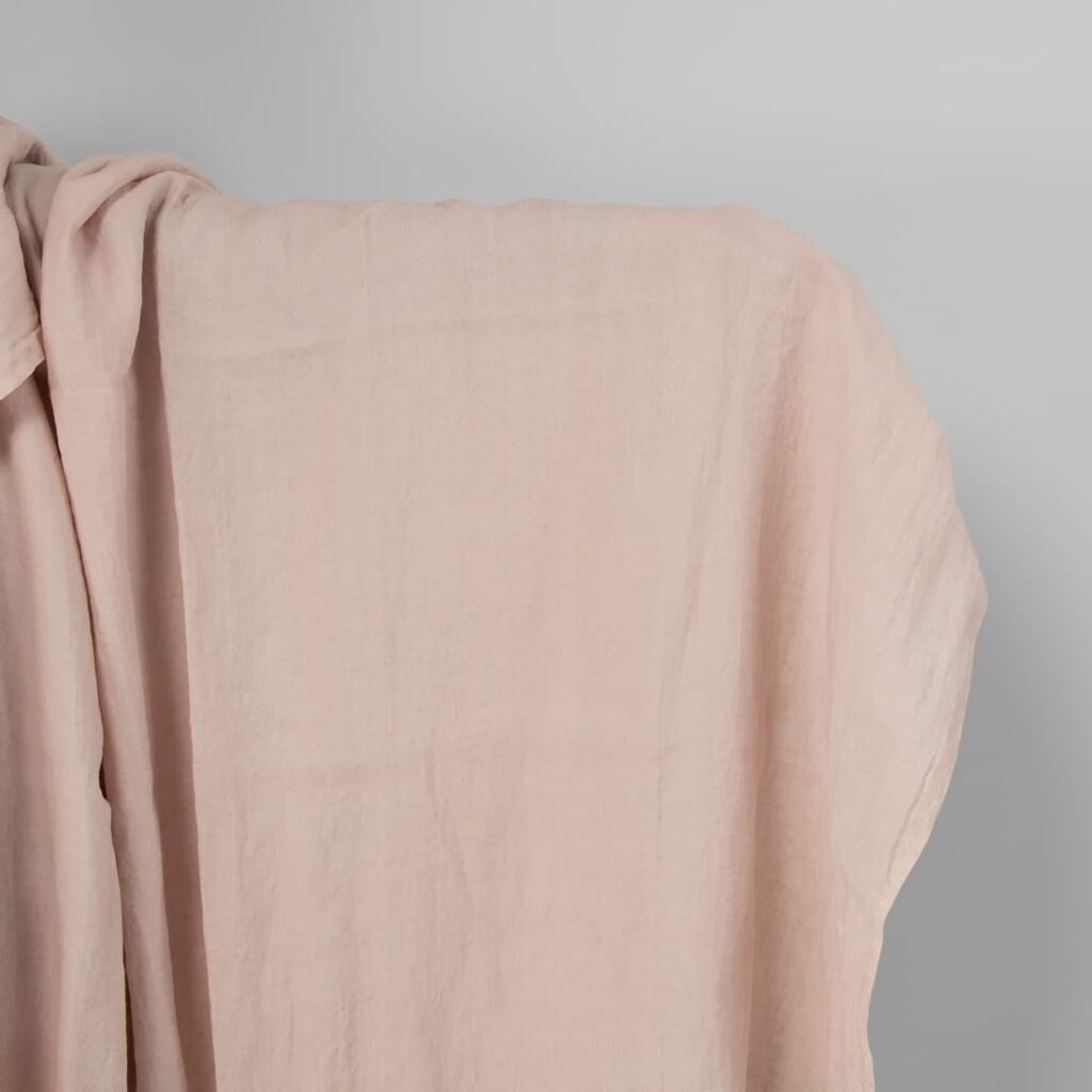 Washed linen fabric in light pink