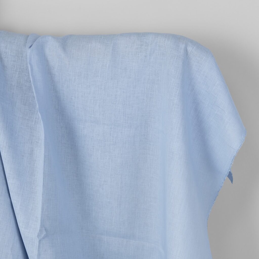 Linen fabric plain pale light blue