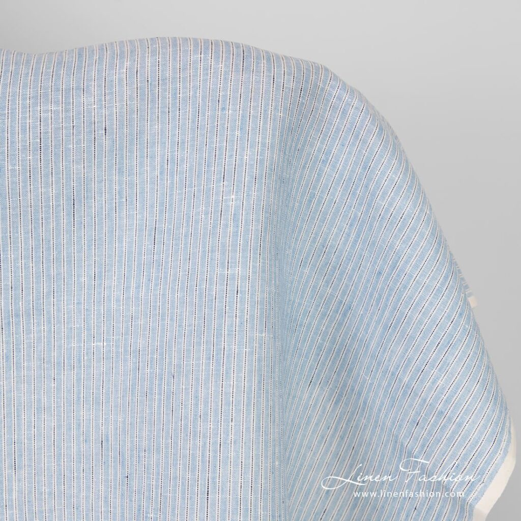 Blue linen fabric in stripes