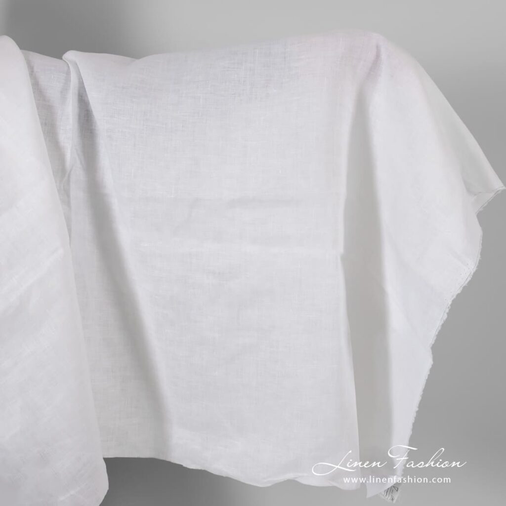 Optical white linen fabric