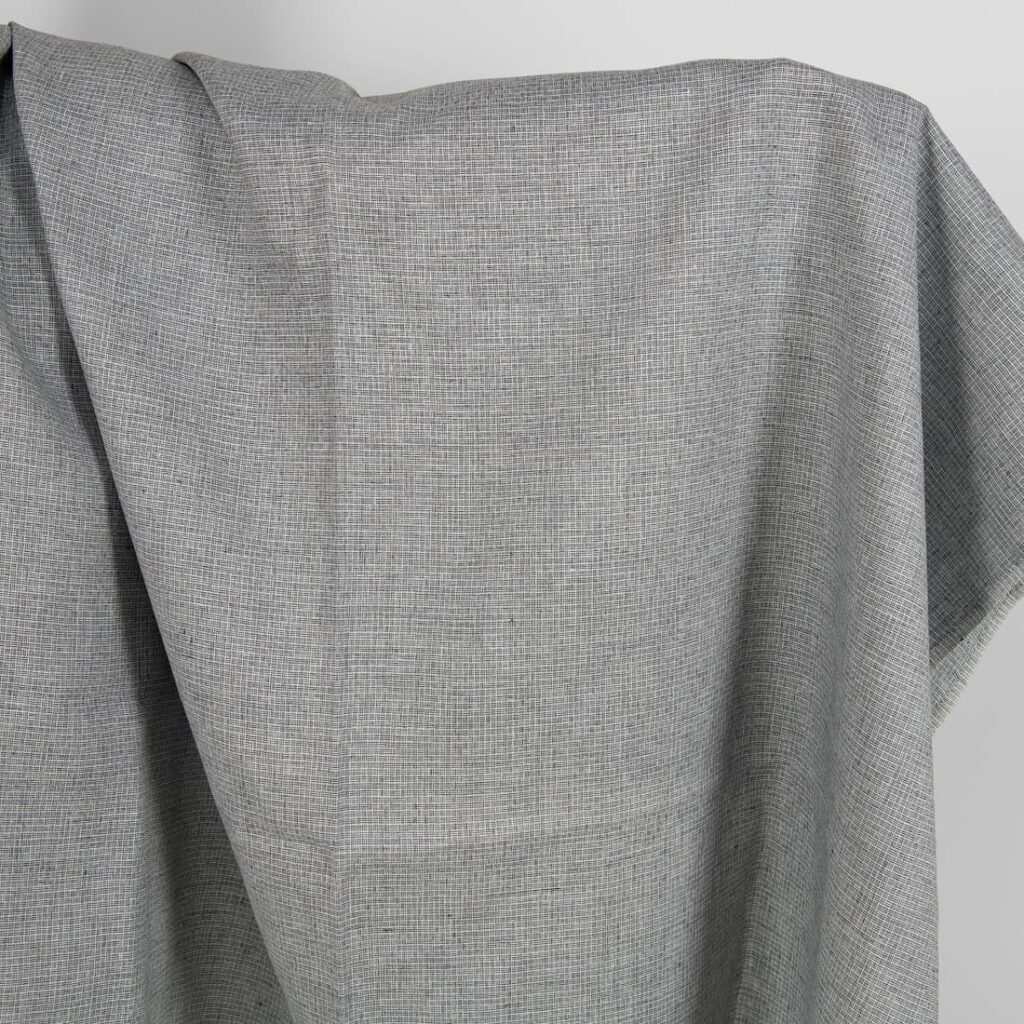 Linen fabric dark grey small pattern