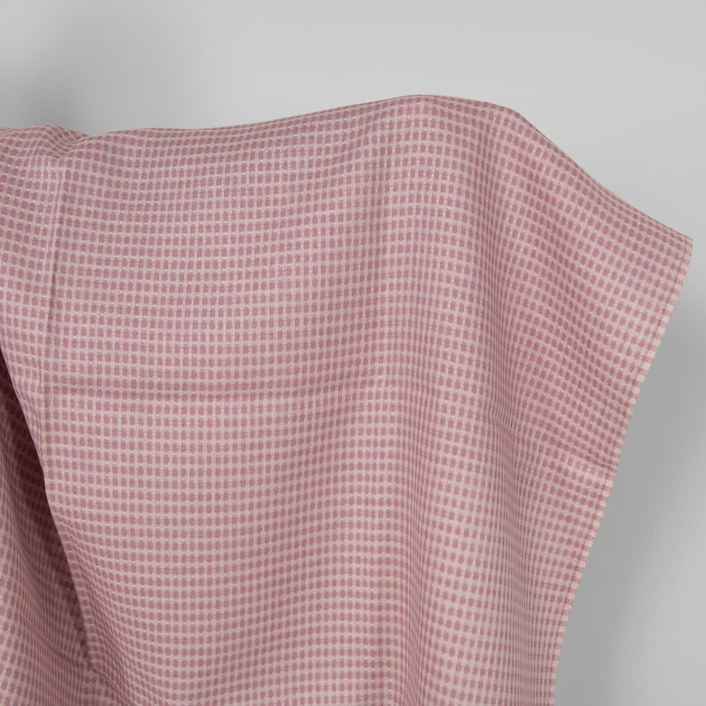 Linen fabric grey lilac structural pattern
