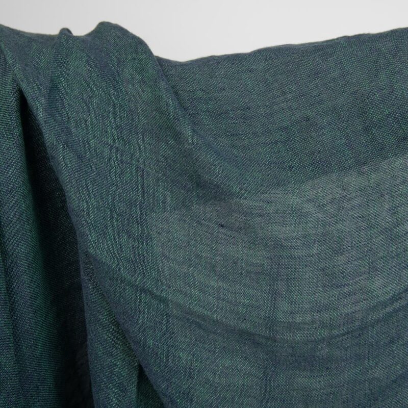 linen gauze blue green fabric, width 145cm.
