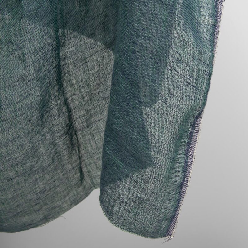 linen gauze blue green fabric, transparent