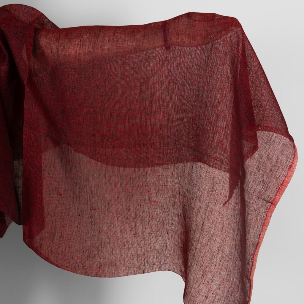 Burgundy transparent pure linen fabric