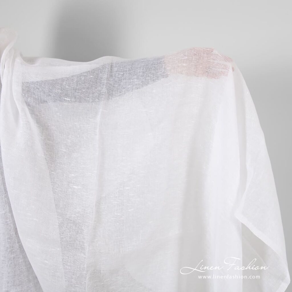 Transparent linen fabric in optical white color