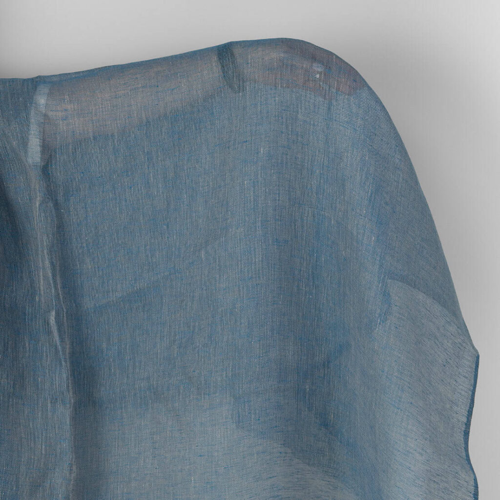Linen fabric natural and electric blue gauze