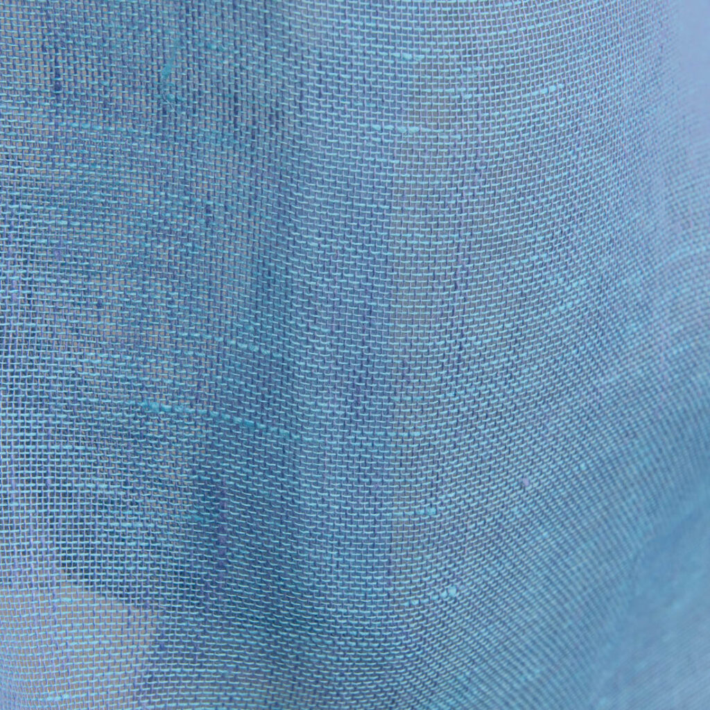 Transparent sky blue linen fabric