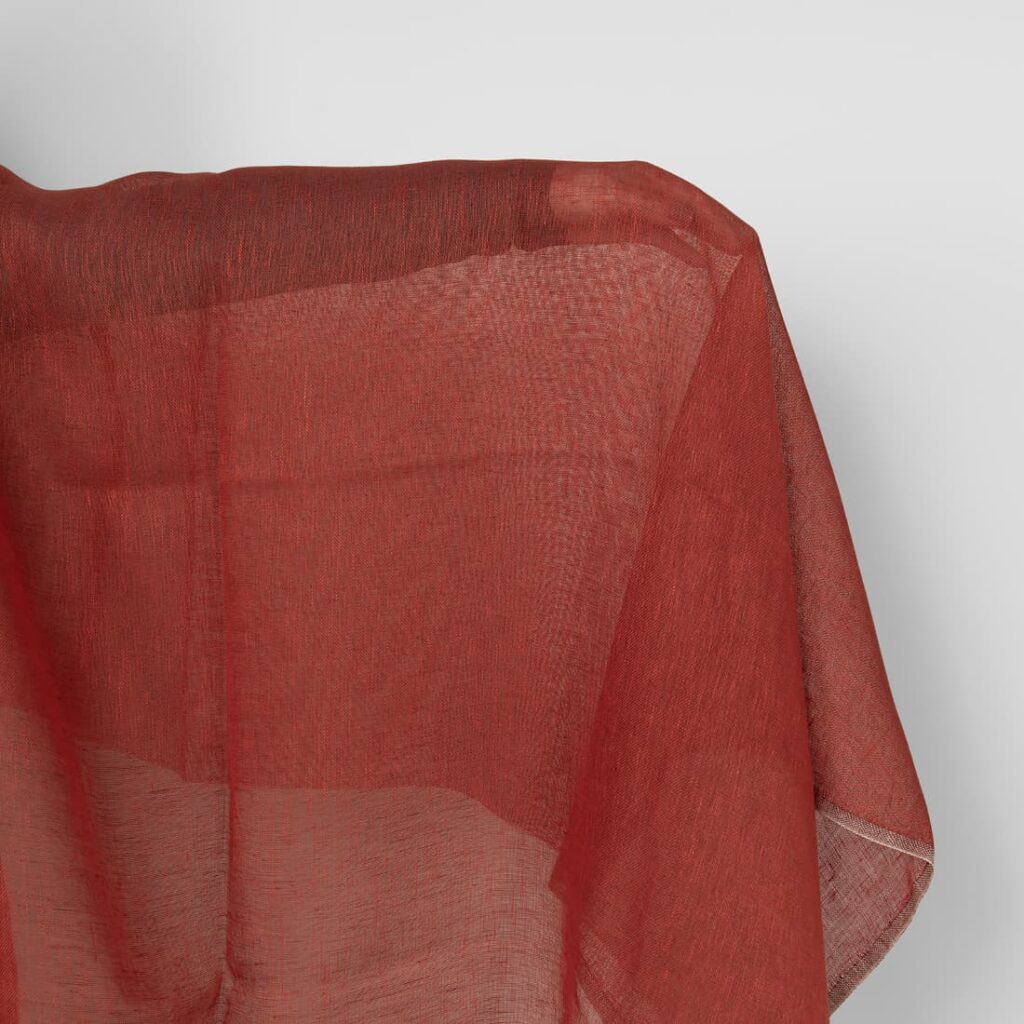Linen fabric brown-red transparent