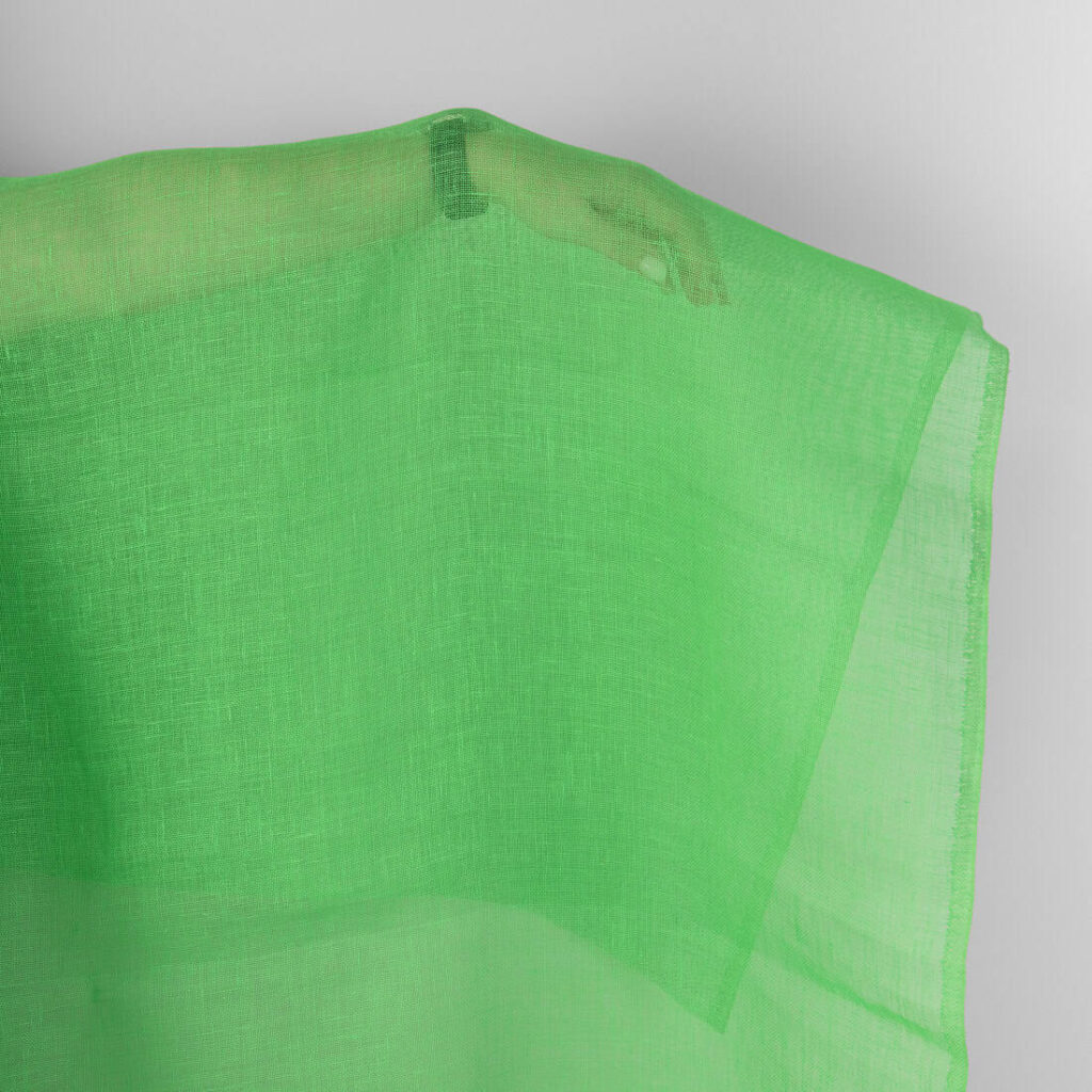 Linen fabric neon green gauze