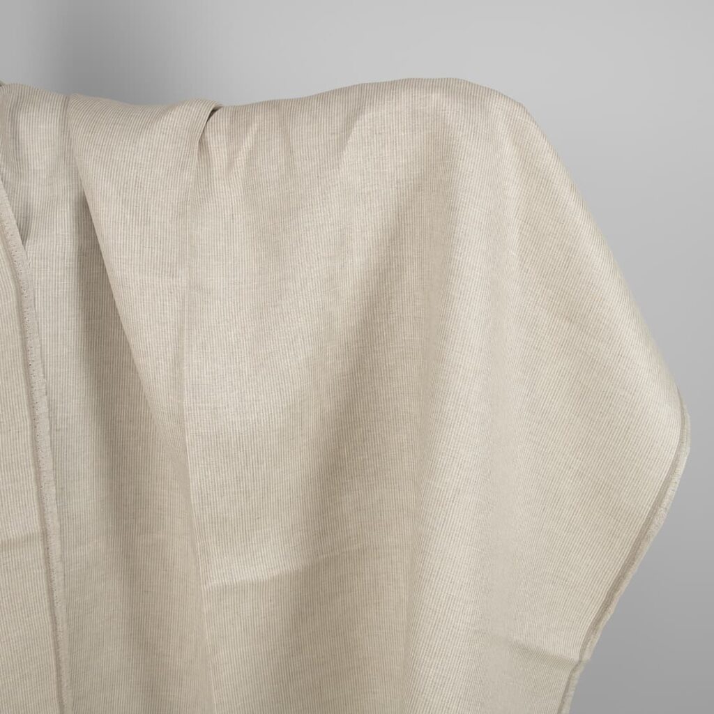 Linen fabric natural and white narrow stripes