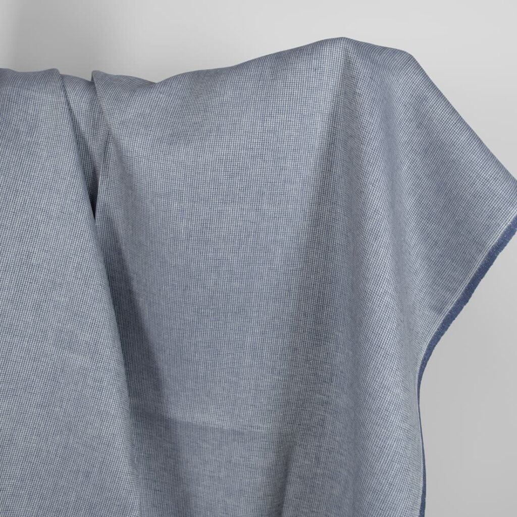 Linen fabric blue-grey small pattern