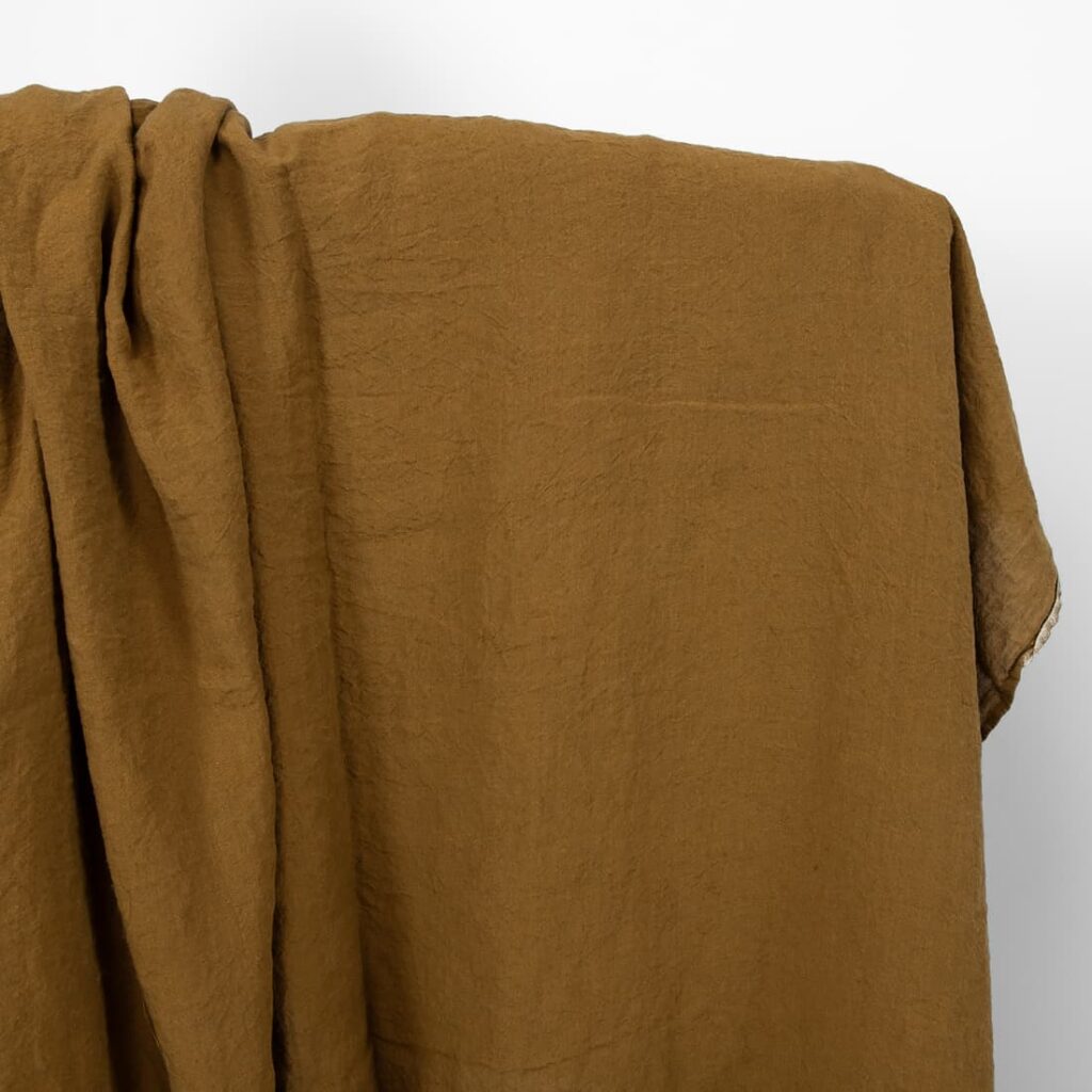 Wide linen fabric brown, washed