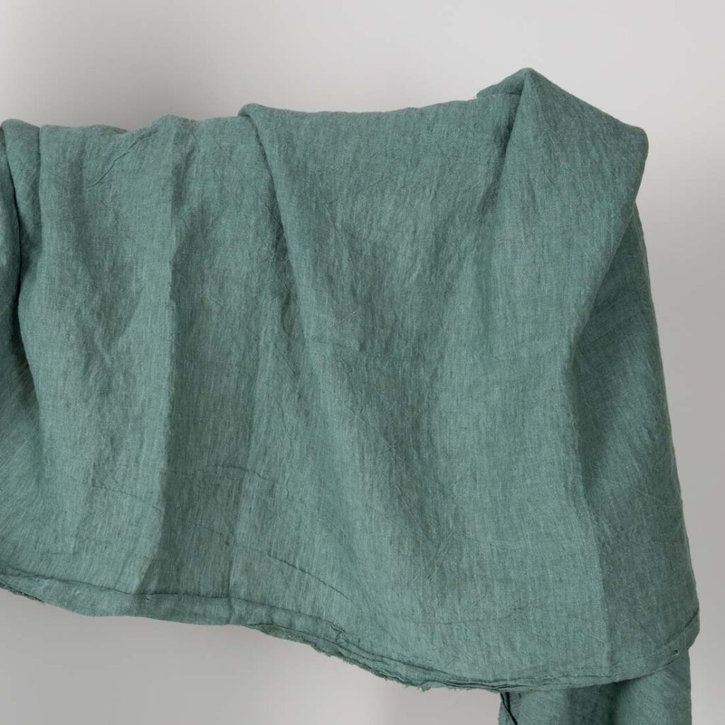 Wide green fabric, washed linen