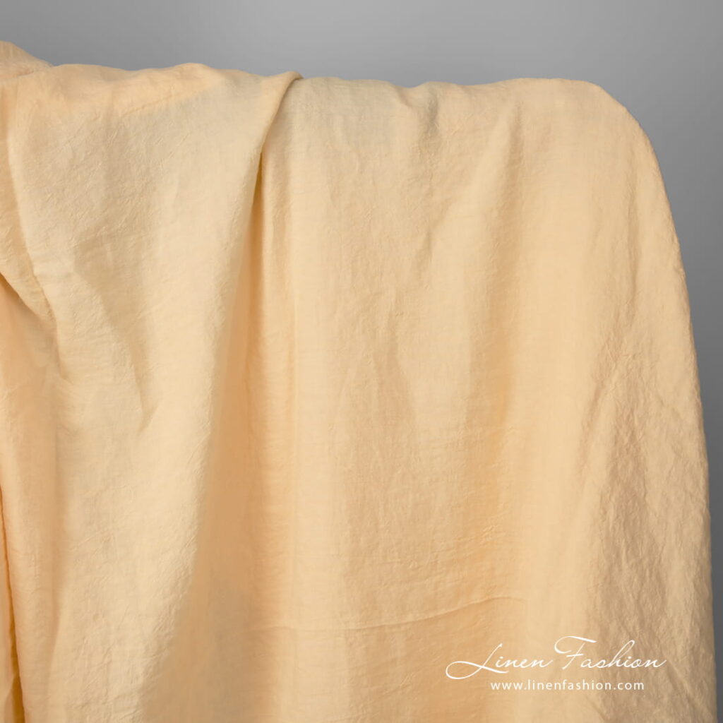 Wide washed linen fabric cream colour
