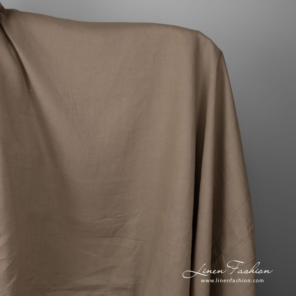 Wide linen fabric greyish brown colour