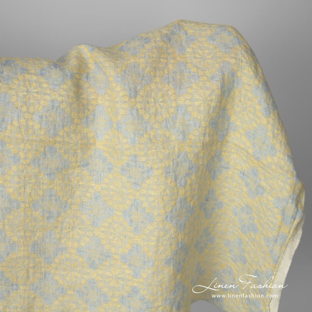 Washed linen fabric in a flower pattern